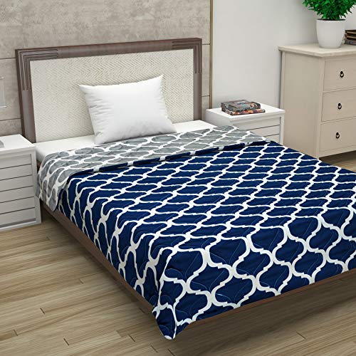 Divine Casa 120 GSM Single Size Reversible Microfiber Comforter Set of 2 | All-Season Lightweight AC Blanket | 230 x 140 CM | Cozy & Durable | Moroccan | Deep Blue - Image 2