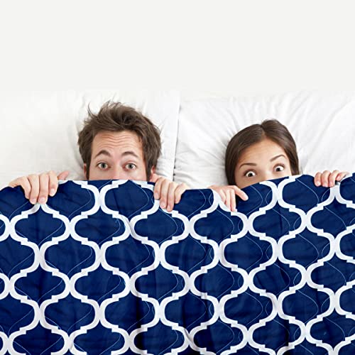Divine Casa 120 GSM Single Size Reversible Microfiber Comforter Set of 2 | All-Season Lightweight AC Blanket | 230 x 140 CM | Cozy & Durable | Moroccan | Deep Blue - Image 5