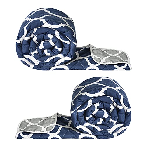 Divine Casa 120 GSM Single Size Reversible Microfiber Comforter Set of 2 | All-Season Lightweight AC Blanket | 230 x 140 CM | Cozy & Durable | Moroccan | Deep Blue - Image 1
