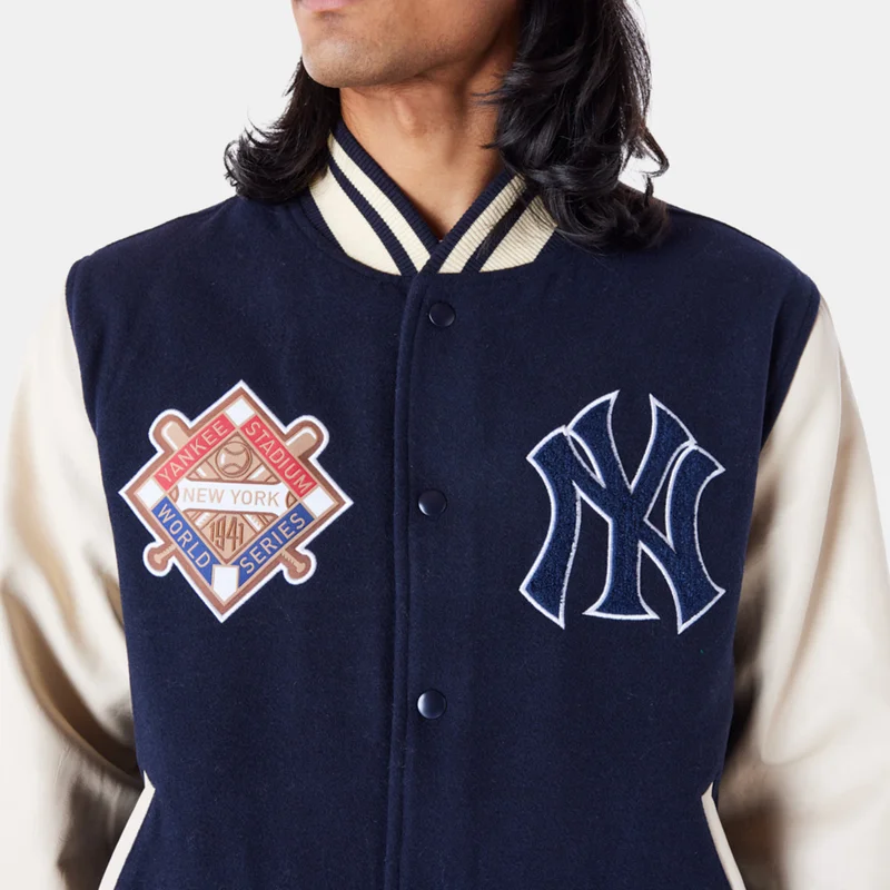 New Era Blue Men's MLB New York Yankees Patch Varsity Jacket for Men | Best Price UAE
