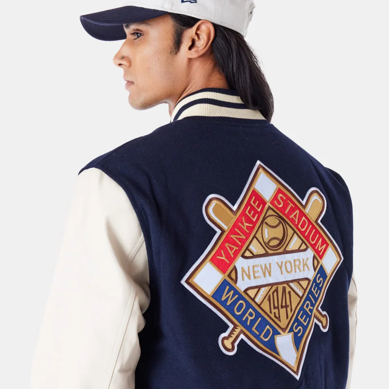 New Era Blue Men's MLB New York Yankees Patch Varsity Jacket for Men | Best Price UAE
