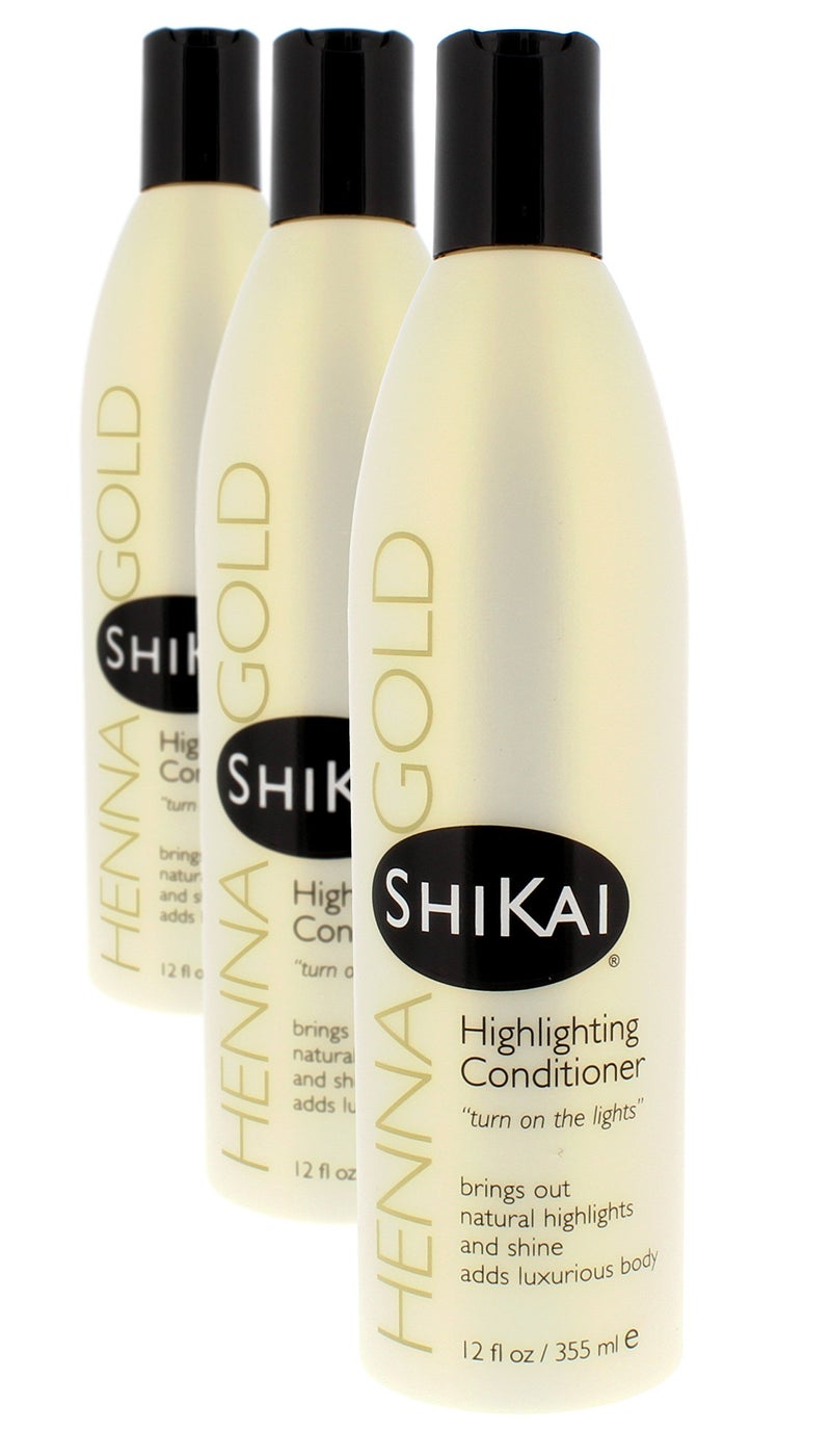 Shikai - Henna Gold Highlighting Conditioner, Brings Out Natural Highlights & Shine, Adds Luxurious Body, Plant-Based Formula with Non-Coloring Henna (Natural Fragrance, 12 fl oz, Pack of 3)