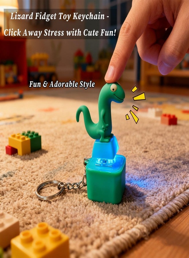 PMDYBY Lizard Keychain Sound Fidget Toys, Fun Rechargeable Lizard Anxiety Relief Keychain Button Toy with Sound & Colorful Light, Portable Anxiety Relief Toy, Adults Keyboard Clicker(2pcs) - Image 2