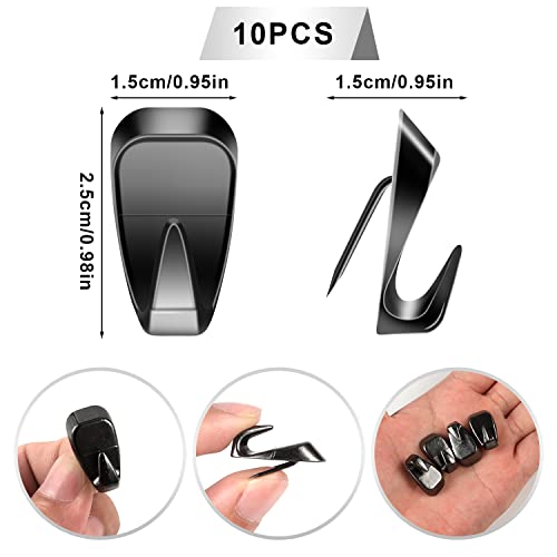 AIEX 10pcs Cubicle Hooks for Fabric Walls, Metal Push Pin Hooks Office Shelf Accessories Hanging Supplies Coat Clips Hanger Nails for Picture Clock Photo Frame Keychain (Black) - Image 2