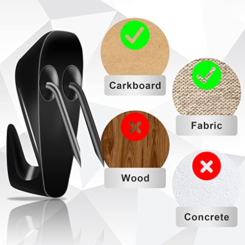AIEX 10pcs Cubicle Hooks for Fabric Walls, Metal Push Pin Hooks Office Shelf Accessories Hanging Supplies Coat Clips Hanger Nails for Picture Clock Photo Frame Keychain (Black) - Image 4