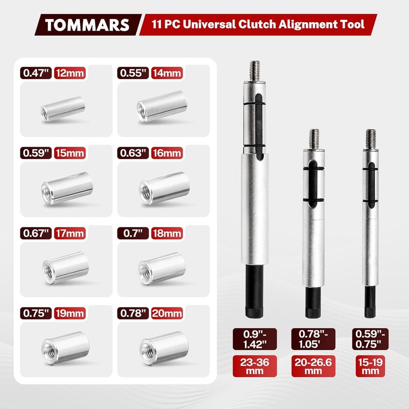 TOMMARS Universal Clutch Alignment Tool Kit - 11 Piece Set - Image 3