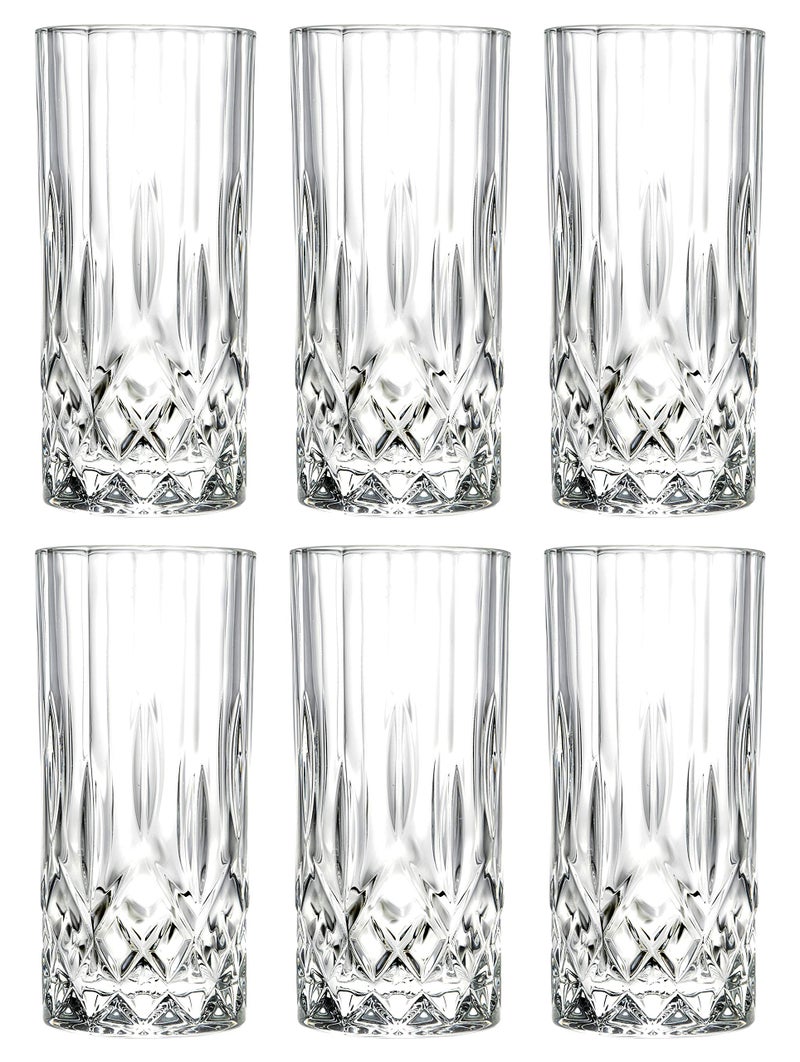 Barski Barski Highball  Glass  Set of 6  Hiball Glasses  Glass Crystal  Beautiful Designed  Drinking Tumblers  for Water Juice Wine Beer and Cocktails  13 oz Made in Europe 