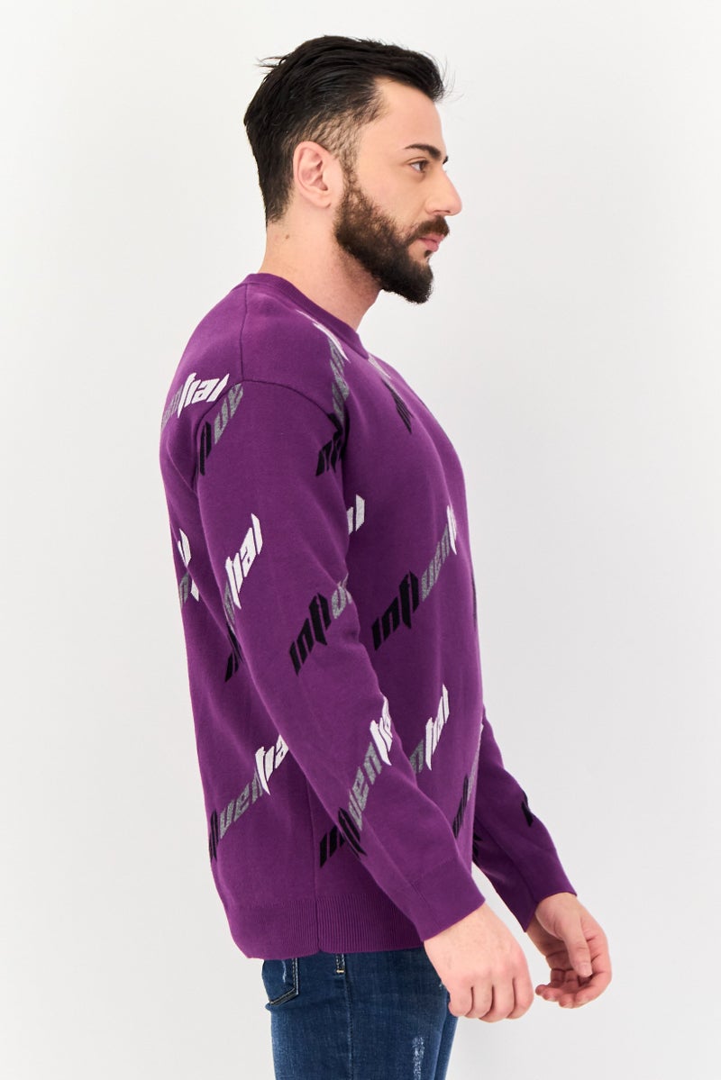 Selected Homme Men Crew Neck Knitted Sweater, Purple - Image 2
