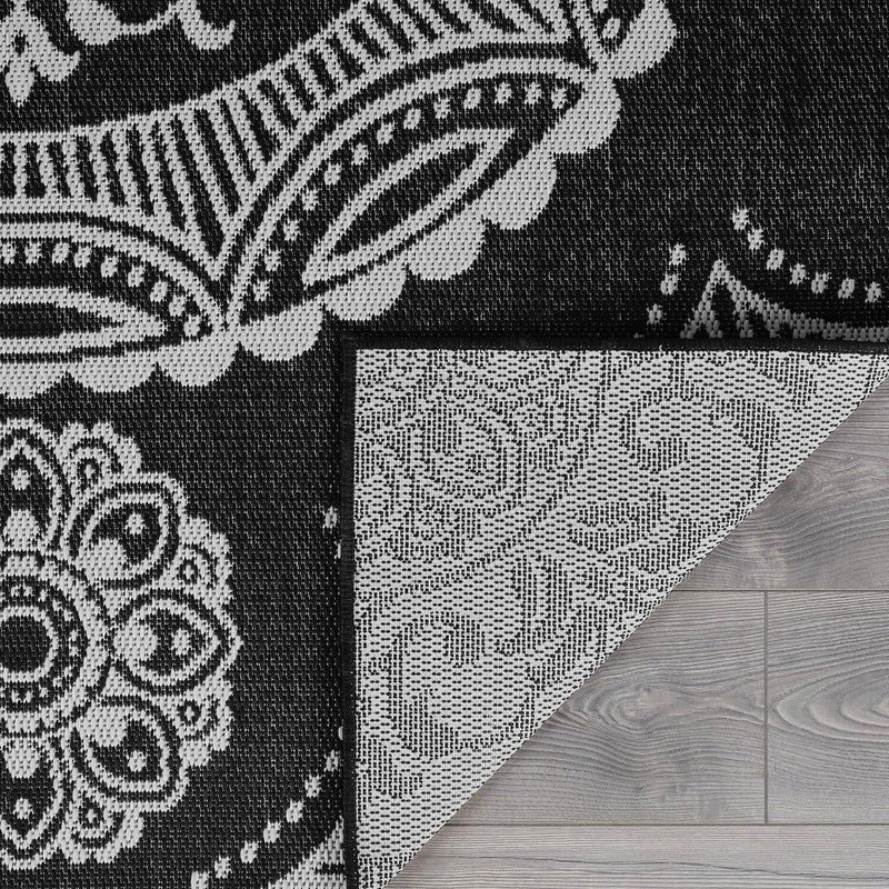 Luul Home Medallion Outdoor Rug 5x7 Washable Outside Carpet for Indoor Patio Porch Waterproof Easy Cleaning Non Shedding Area Rugs Black 5 x 7 - Image 3