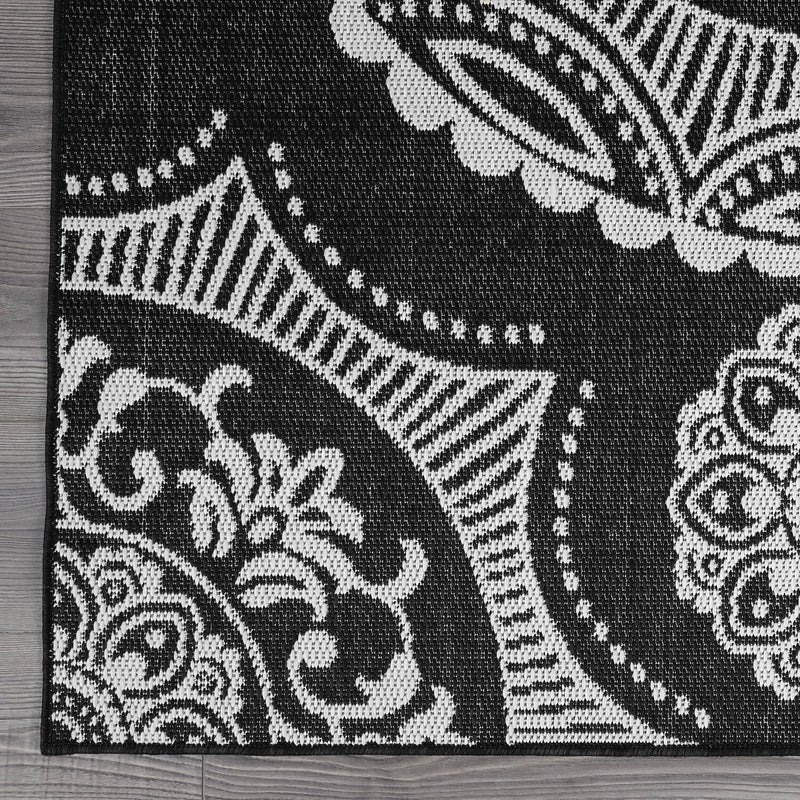 Luul Home Medallion Outdoor Rug 5x7 Washable Outside Carpet for Indoor Patio Porch Waterproof Easy Cleaning Non Shedding Area Rugs Black 5 x 7 - Image 5