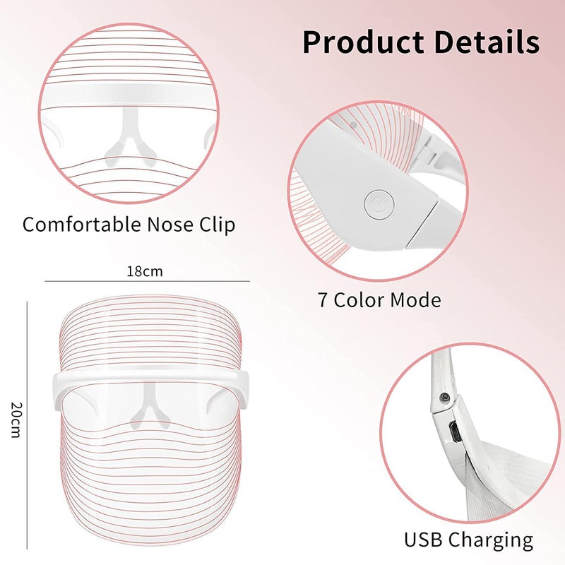 Ndola 7 in 1 LED Face Mask For Glowing Clean Clear Skin Anti Acne Anti Ageing Skin Rejuvenation Facial at home For All Skin Type For Men Women unisex - Image 3
