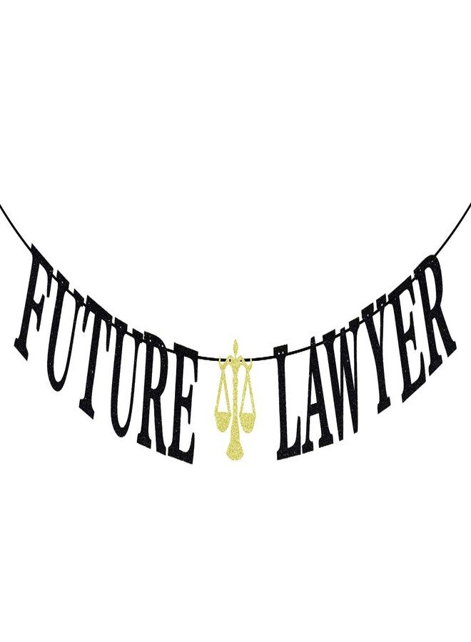 Hotmoon Black Glitter Future Lawyer Banner - Born to Argue/Passed the Bar - Law School Survivor Party Decorations Supplies - Law Grad Graduation Party Backdrop - Image 1