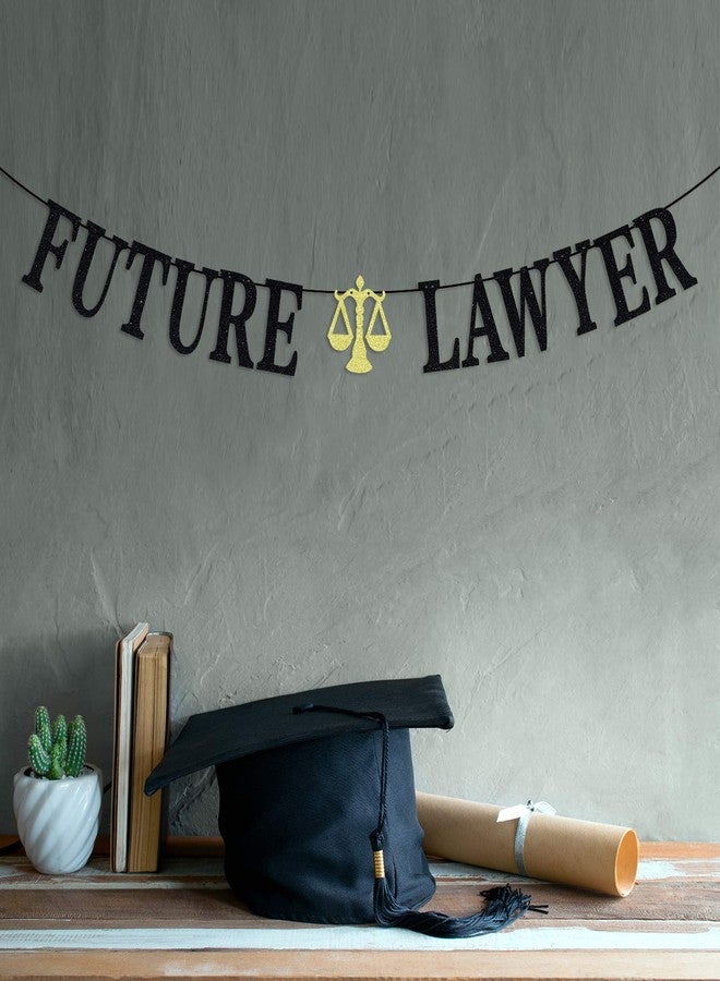 Hotmoon Black Glitter Future Lawyer Banner - Born to Argue/Passed the Bar - Law School Survivor Party Decorations Supplies - Law Grad Graduation Party Backdrop - Image 2