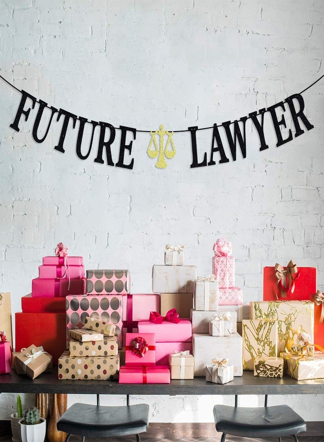 Hotmoon Black Glitter Future Lawyer Banner - Born to Argue/Passed the Bar - Law School Survivor Party Decorations Supplies - Law Grad Graduation Party Backdrop - Image 3