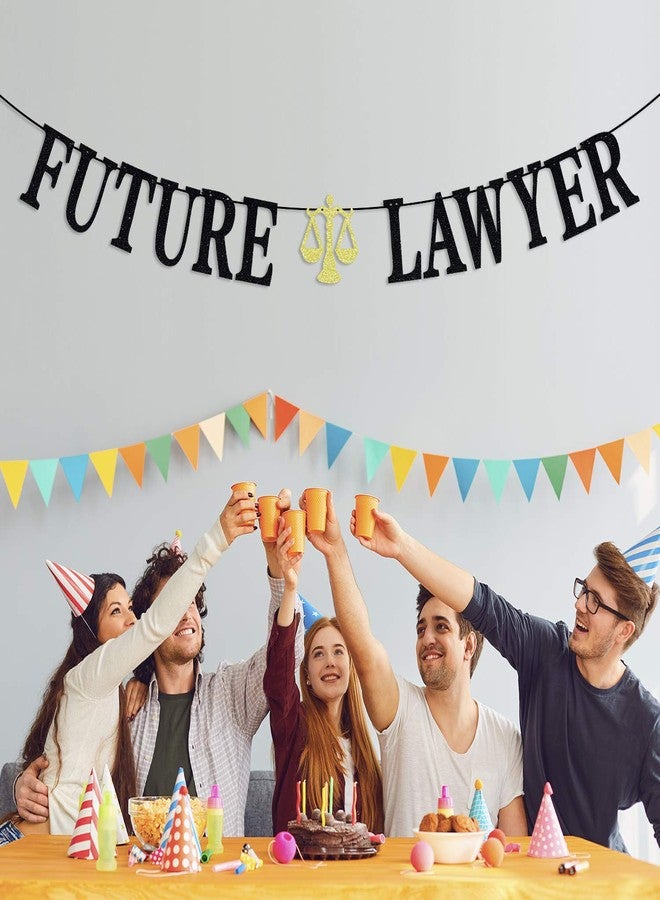 Hotmoon Black Glitter Future Lawyer Banner - Born to Argue/Passed the Bar - Law School Survivor Party Decorations Supplies - Law Grad Graduation Party Backdrop - Image 4