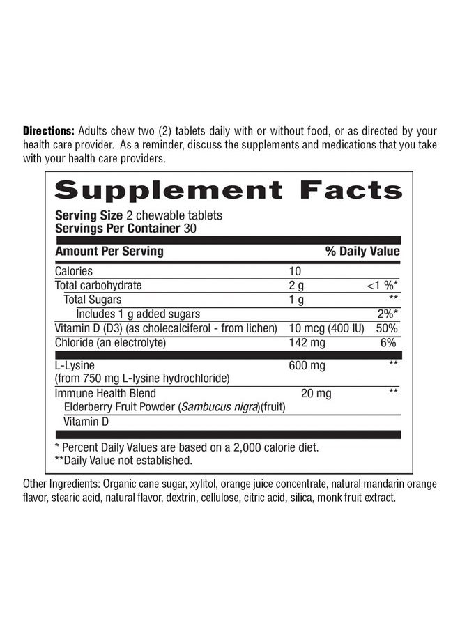 Country Life Chewable Llysine 600Mg 60 Tabs Supports Immune Health Supports Natural Collagen Production Vitamin D Elderberry Great Taste  - Image 3