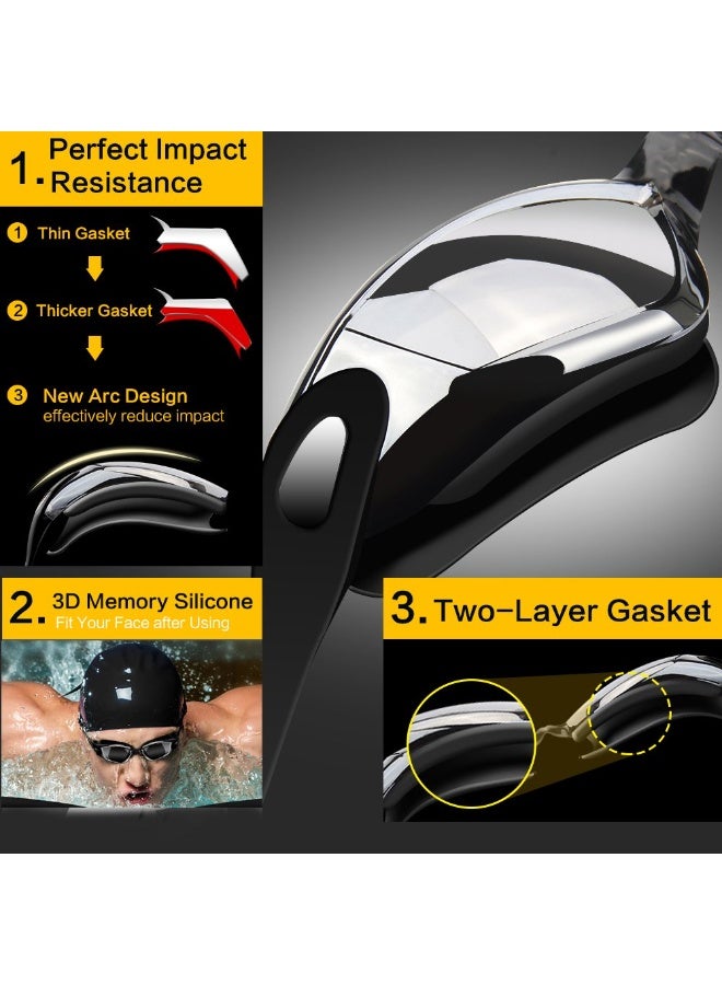 Swim Goggles Set with Anti-Fog UV Protection – No Leak Swimming Goggles, Includes Swim Cap, Nose Clip, Earplugs & Case, One Size for Men Women Youth - Image 3