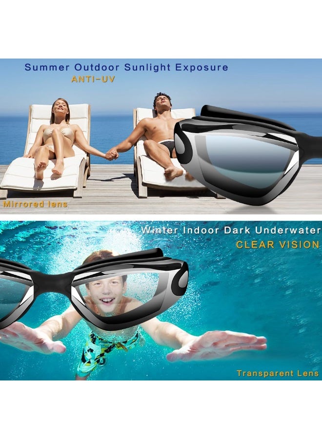 Swim Goggles Set with Anti-Fog UV Protection – No Leak Swimming Goggles, Includes Swim Cap, Nose Clip, Earplugs & Case, One Size for Men Women Youth - Image 5