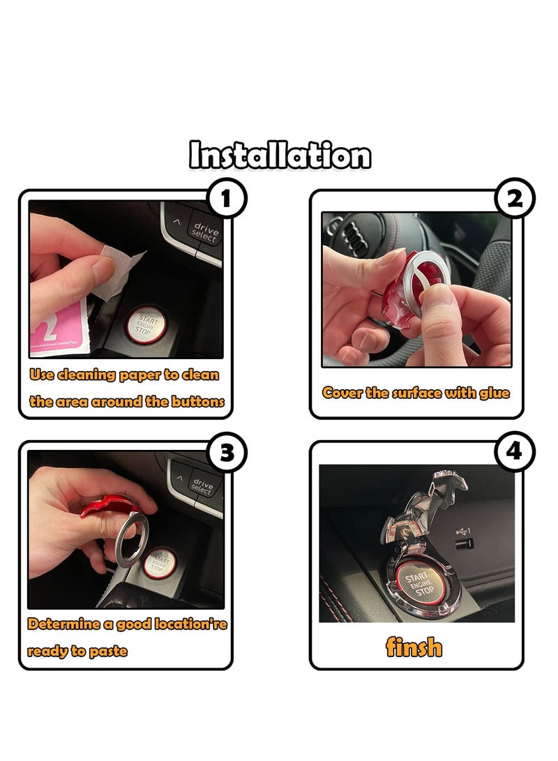 Car Engine Start Stop Button Startup Cover Open The Protective Shell of Style Push Decoration Black - Image 5