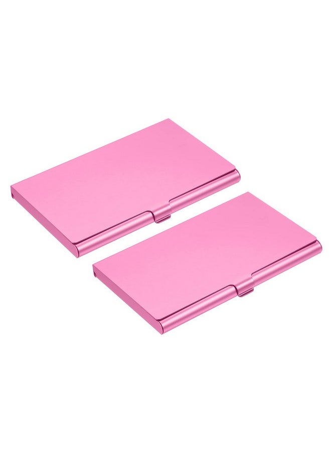 YOKIVE 2 Pcs Business Card Holder Flip Cover Style Keep Cards Neat Great For Office Home Daily Use (Pink 3.66X2.36X0.32Inch)  - Image 1