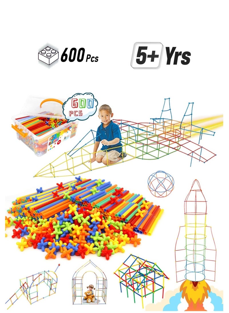 كابتن تيك 600 Piece Straw Construction Toy Set for Creative Building and Play - Image 1