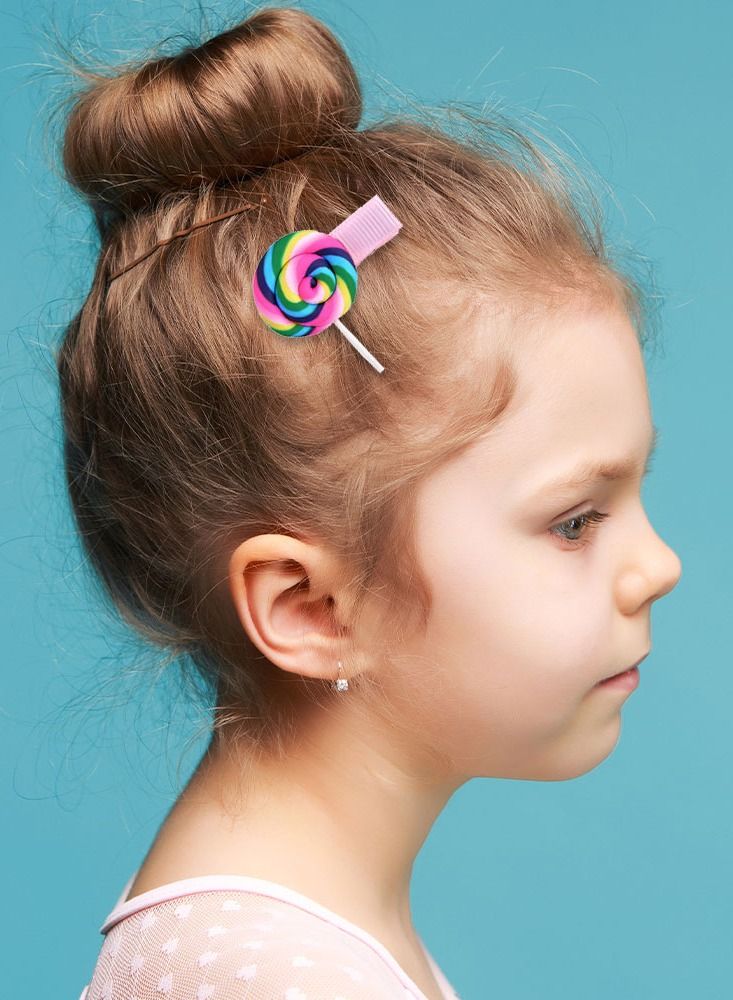 CATANES 4 Packs For Hair Clips Lollipop Colourful Flatback Polymer Hair Clips - Image 4