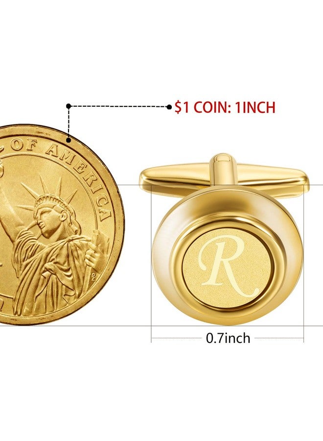 هاوسن أزرار أكمام AZ للرجال والنساء، أزرار أكمام ذهبية اللون منقوشة بحروف أولية للقميص الفرنسي، هدية للارتداء العادي والعملي - J - Image 5