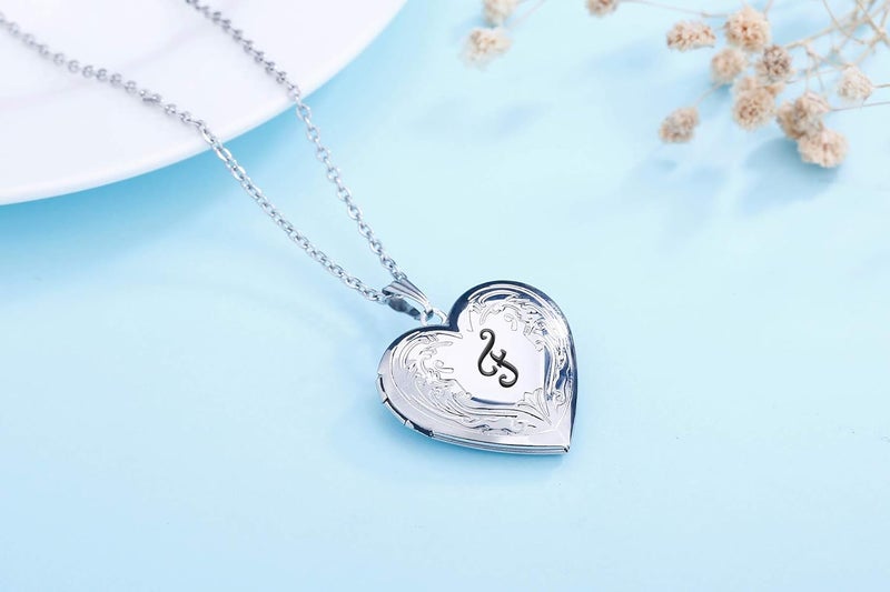 YOUFENG Locket Necklace that Holds Pictures Initial Alphabet A-Z Letter Pendant Necklace Platinum Plated Gifts for Women - Image 4