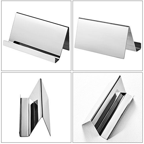 Maxdot 2 Pack Stainless Steel Business Cards Holders Desktop Credit Name Card Display Organizer for Business Mental Name Case Rack for Office Home Daily Use(Silver) - Image 2