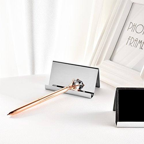 Maxdot 2 Pack Stainless Steel Business Cards Holders Desktop Credit Name Card Display Organizer for Business Mental Name Case Rack for Office Home Daily Use(Silver) - Image 5
