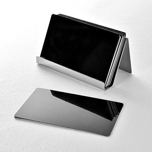 Maxdot 2 Pack Stainless Steel Business Cards Holders Desktop Credit Name Card Display Organizer for Business Mental Name Case Rack for Office Home Daily Use(Silver) - Image 4