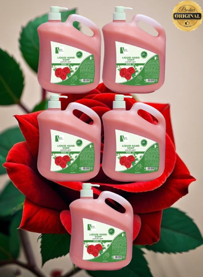 Spa System 5 Pieces Liquid Hand Soap Rose 4.2 Litre - Image 1