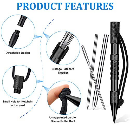 Ferraycle 12-Piece Paracord Tool Set - Stainless Steel Knotter, Marlinspike, Stitching Needles, Smoothing Tool for Leather or Paracord Work (Black) - Image 4