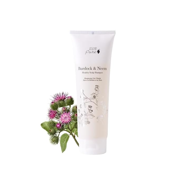 100 % Pure 100% PURE Burdock & Neem Healthy Scalp Clarifying Shampoo Moisturizing Detox with Rose Hydrosol Replenishing Cleanser for Dry, Itchy, Flaky Scalp for Women & Men - 8 Fl Oz - Image 1