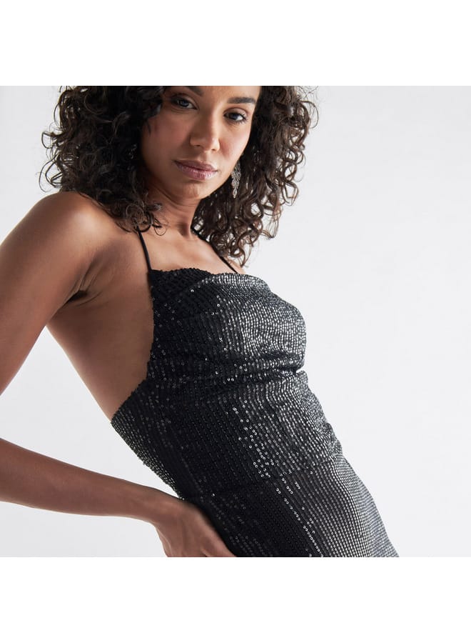 Splash FAV Sequin Halter Midi Dress  - Image 4