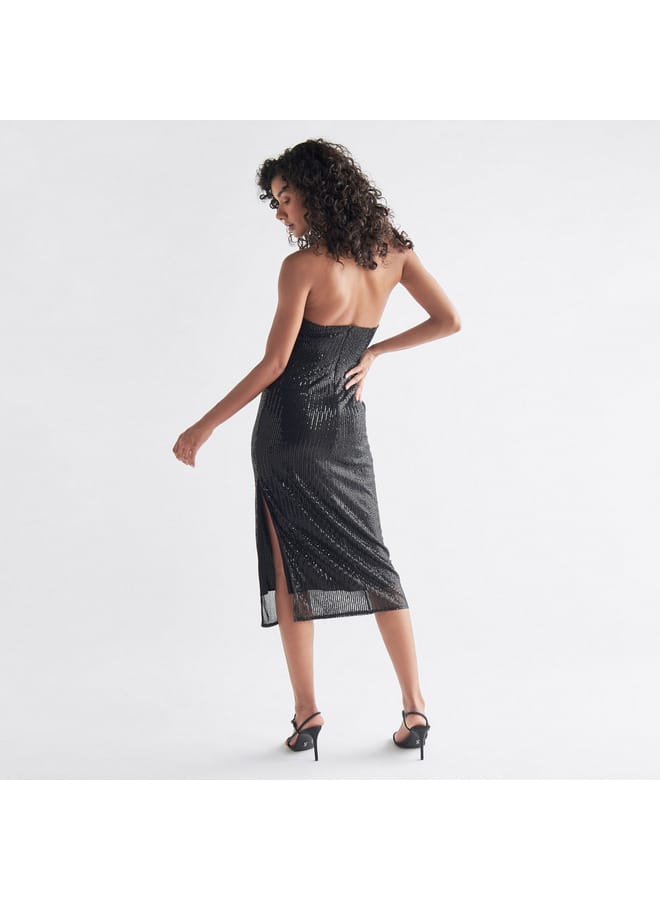 Splash FAV Sequin Halter Midi Dress  - Image 3