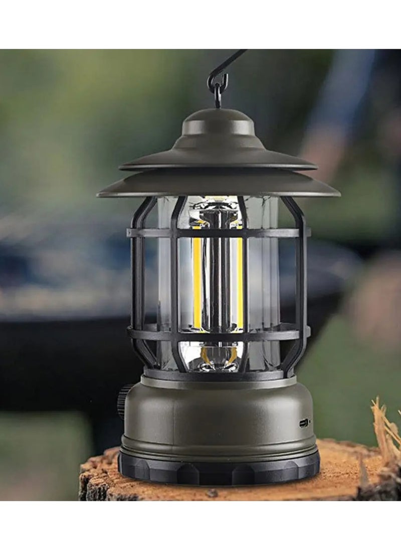 Camping Light Portable Hook Waterproof Power Saving Weather-Proof Rechargeable Quick Charging Retro High Brightness Tent Lamp