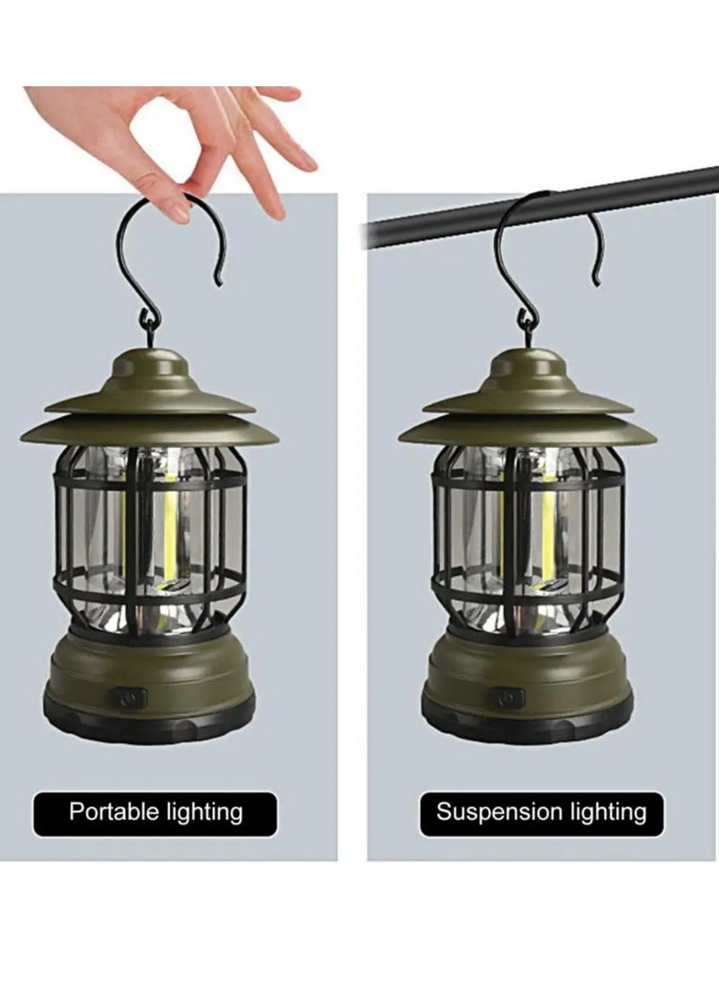 Camping Light Portable Hook Waterproof Power Saving Weather-Proof Rechargeable Quick Charging Retro High Brightness Tent Lamp