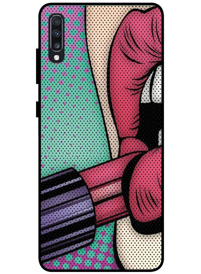 EYE CATCH Protective Case Cover For Samsung Galaxy A70 Smart Series Printed Protective Case Cover for Samsung A70 Girl Making Smile - Image 1