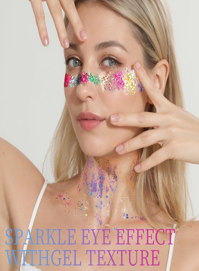 FANDAMEI Glow in The Dark Glitter, 2 Glitter Gel Palette 18 Grids Face Body Hair Glitter for Glow in The Dark Glitter Makeup, Face Glitter for Kids Women for Halloween Rave Concert Face Paint - Image 4