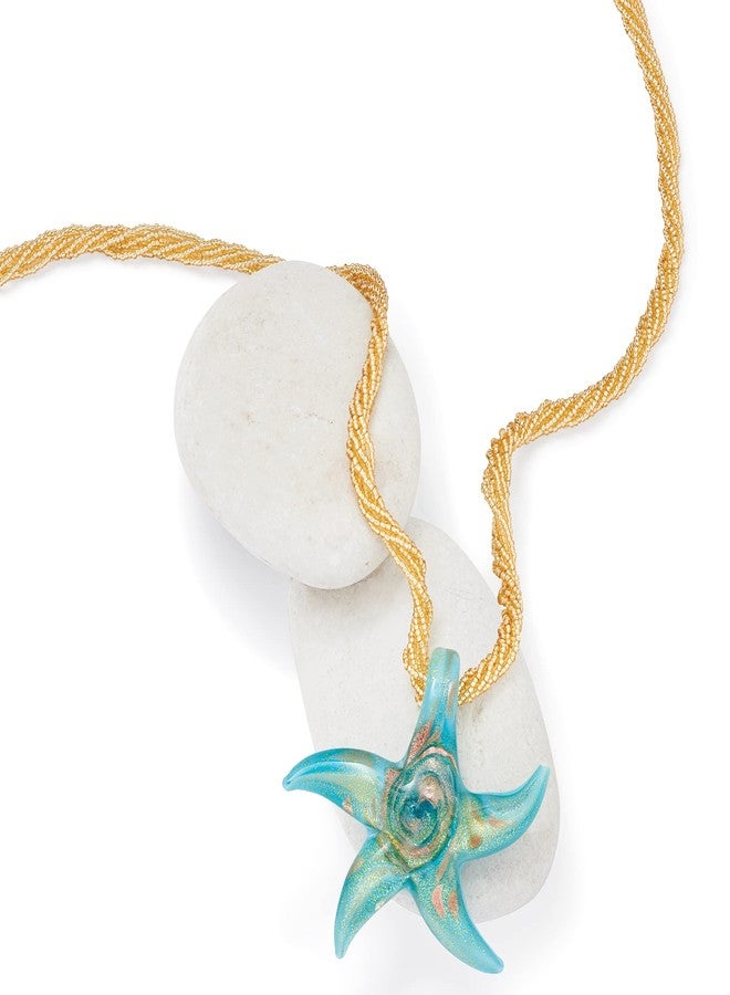 Ross-Simons Italian Turquoise Murano Glass Starfish Necklace With 18kt Gold Over Sterling. 20 inches - Image 4