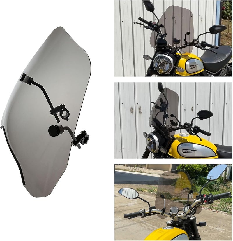 FATECIM 15" Smoke Motorcycle Windscreen Windshield - Universal Fit for Various Motorcycles - Image 3