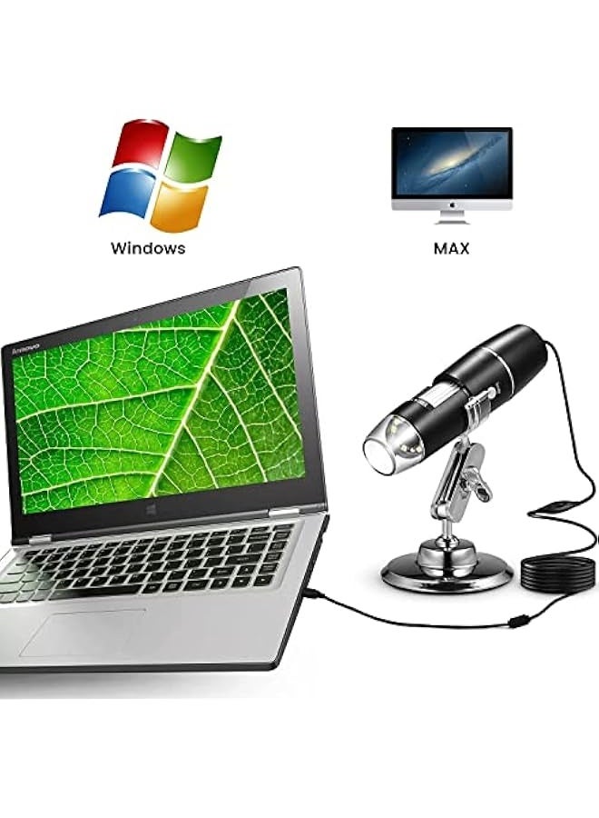 Handheld USB Digital Microscope with Metal Stand, Portable HD 1000 X Magnification Inspection Camera with 8 LED Light for Android Mac Windows Computer  - Image 5