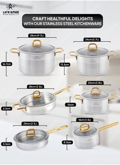 Cookware Set 12 Pieces - Pure 18/10 Stainless Steel Cooking Set - Induction Base Pots and Pans Set - Non-Toxic, 100% PFOA, PTFE & PFOS Free - Oven Safe Kitchen Cookware Sets (Gold) - pzsku/ZEFC591E8E980943F8164Z/45/_/1720787763/ba86082c-827c-45d5-a421-b489eb823706