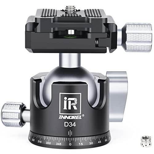 INNOREL D34 34mm Low Profile Tripod Ball Head Professional All Metal CNC Panoramic Camera Tripod Head for Monopod,DSLR Cameras,Camcorder,DV with 1/4" Arca Swiss Quick Release Plate Load 33lb/15kg - Image 1