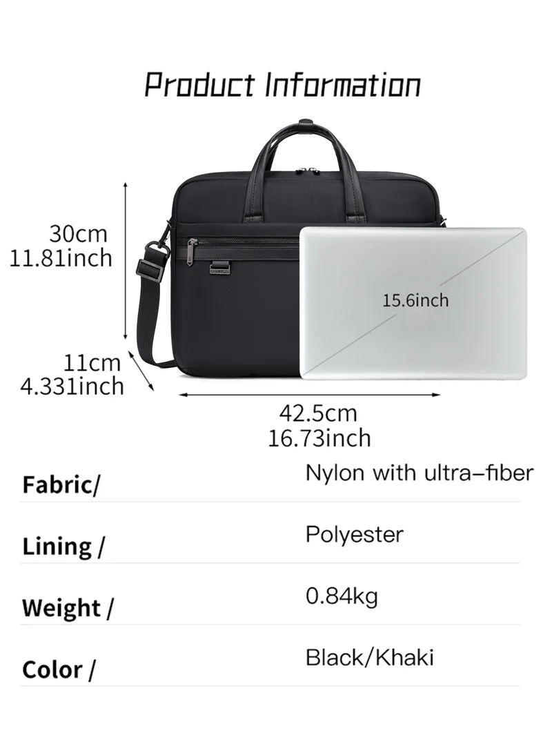 ARCTIC HUNTER Black Office Laptop Bag Water Resistant Anti-theft Messenger Bag 16.5 inch with Adjustable shoulder strap Cross Body Bag for Men and Women, GWB00849 - Black  | Best Price UAE