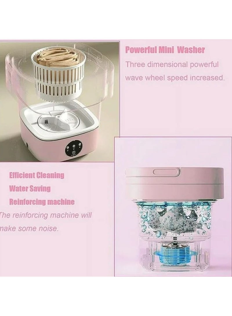 Huitich Portable Foldable Washing Machine 8L Pink - Image 5