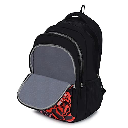Genie Glow School Backpack For Girls |19 In-36 Ltr with Laptop Sleeve, Rain Cover and Three Compartments with Padded Shoulders |Best for Books,Stationery,Lunch Box & Essentials - Black - Image 3