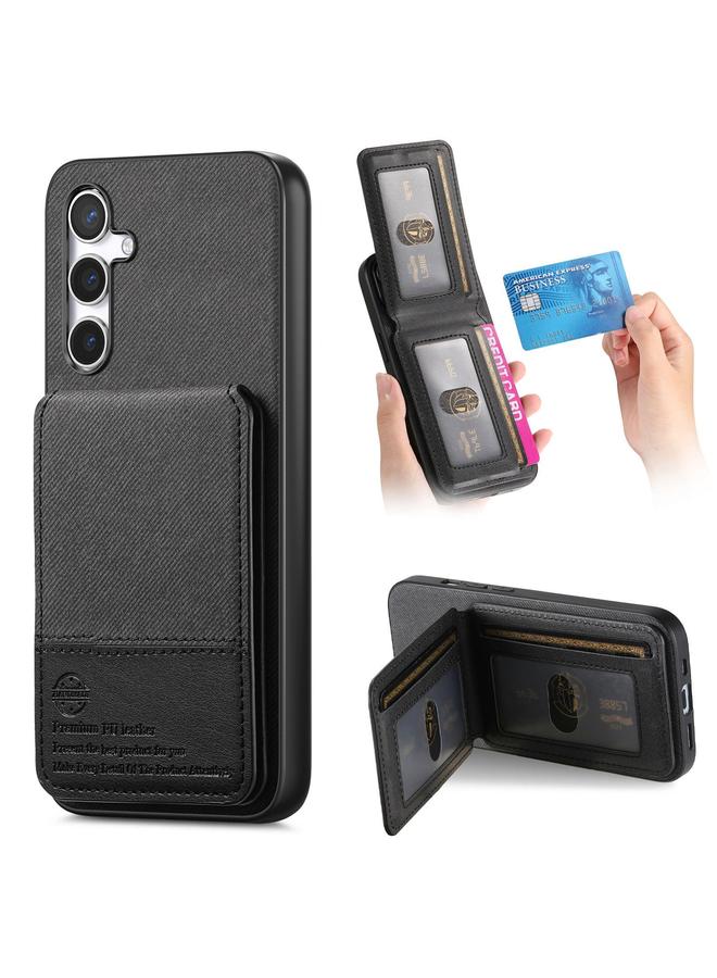 S-TOP Case For Samsung Galaxy A36 Twill Fabric Leather Vertical Flip RFID Card Bag Phone Case - Image 1
