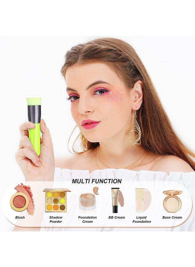 docolor Foundation Brush Docolor Flat Top Kabuki Foundation Professional Synthetic Makeup Brush For Blending Liquid Cream Or Powder Cosmetics Full Coverage Face & Body Brush Premium Makeup Toolsneon Green - Image 5